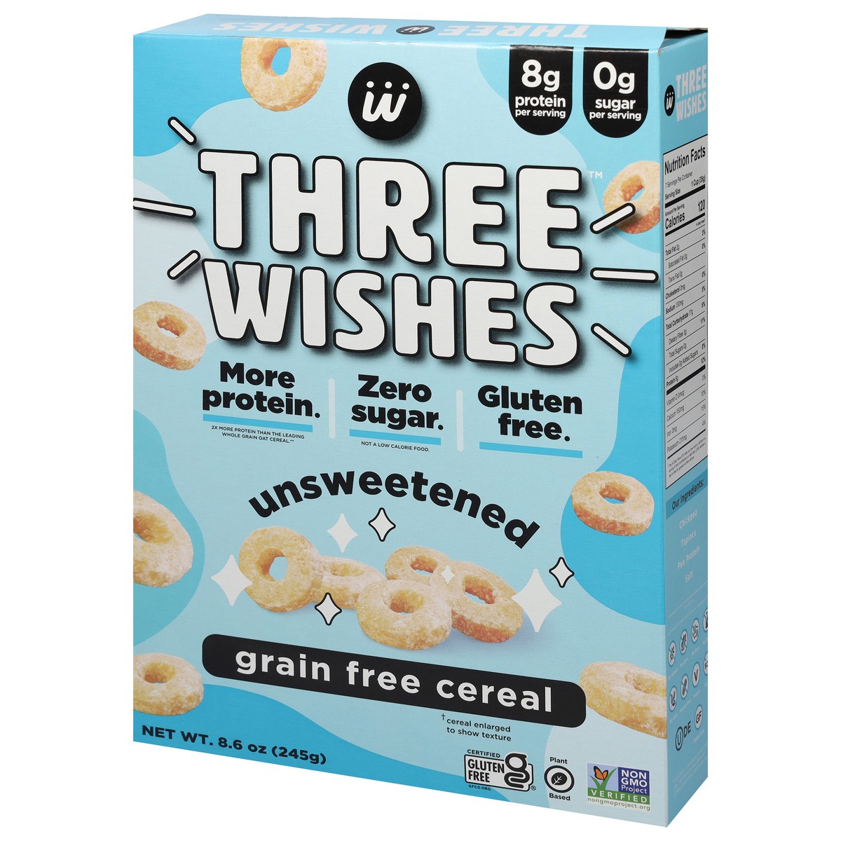 slide 5 of 9, Three Wishes Grain Free Unsweetened Cereal 8.6 oz, 8.6 oz