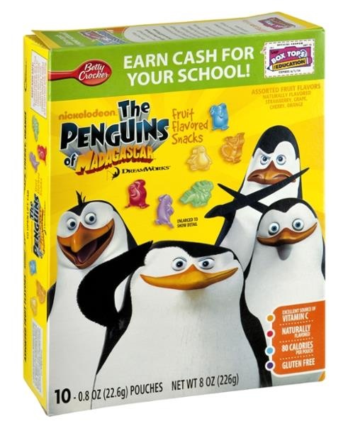 slide 1 of 5, Betty Crocker Nickeodeon The Penguins Of Madagascar Fruit Flavored Snacks, 10 ct; 8 oz