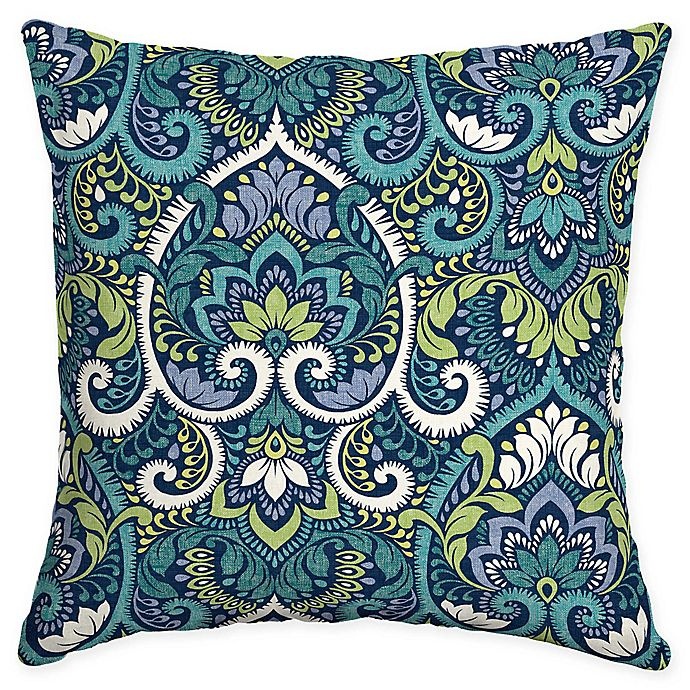 slide 2 of 2, Arden Selections Aurora Damask Square Indoor/Outdoor Throw Pillows - Blue, 2 ct