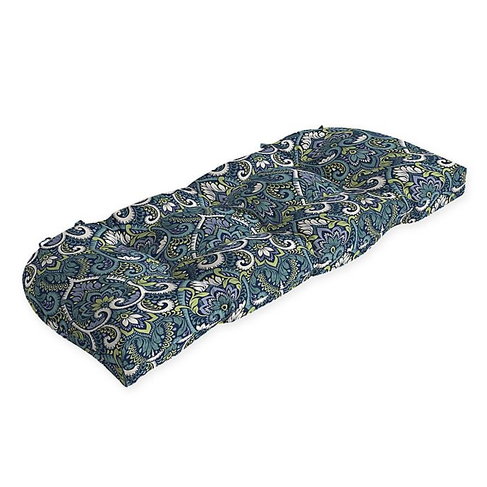 slide 1 of 2, Arden Selections Aurora Print Outdoor Wicker Settee Cushion - Blue, 1 ct