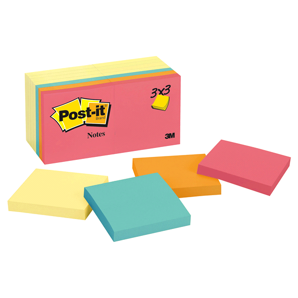 slide 1 of 1, Post-it Notes Value Pack, 3 in x 3 in, Canary Yellow and Cape Town Collection, 14 Pads/Pack, 1 ct