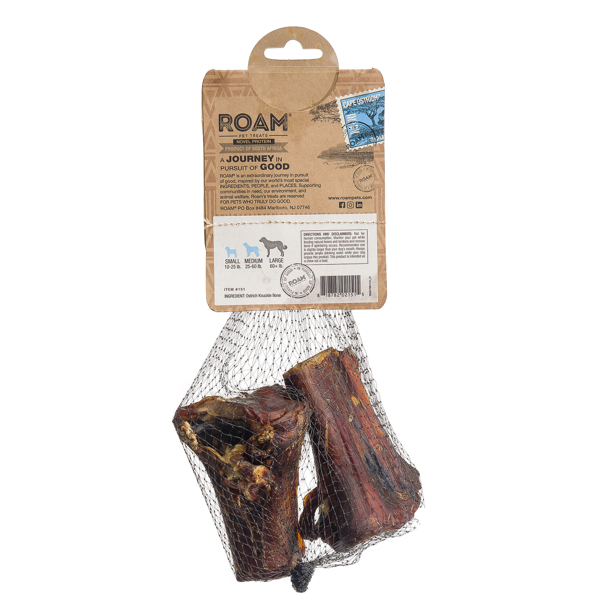 slide 2 of 2, ROAM El Grande Gnaw-Kle Dog Bone Treat - Cape Ostrich, LG