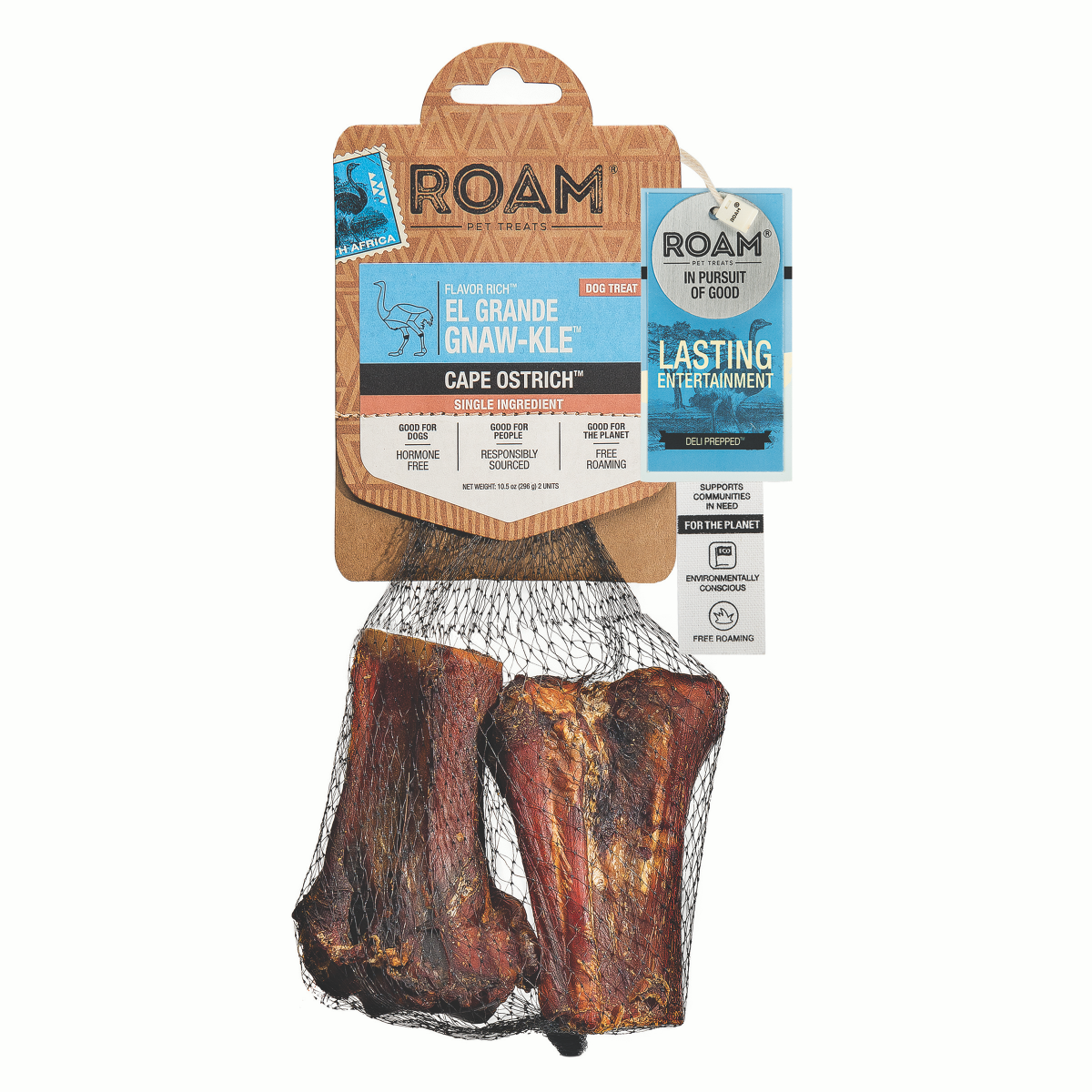 slide 1 of 2, ROAM El Grande Gnaw-Kle Dog Bone Treat - Cape Ostrich, LG