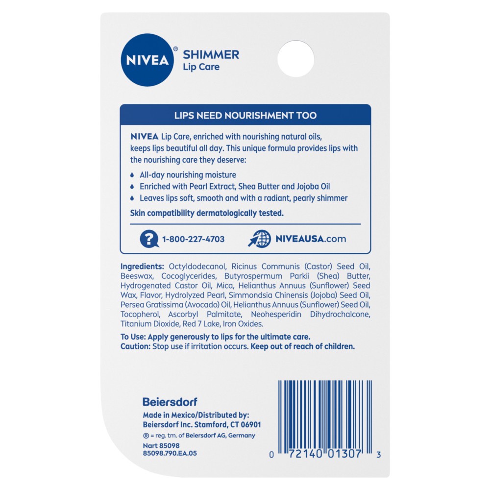 slide 5 of 6, Nivea Shimmer Lip Care, Moisturizing Lip Balm Stick, 0.17 Oz, 0.17 oz