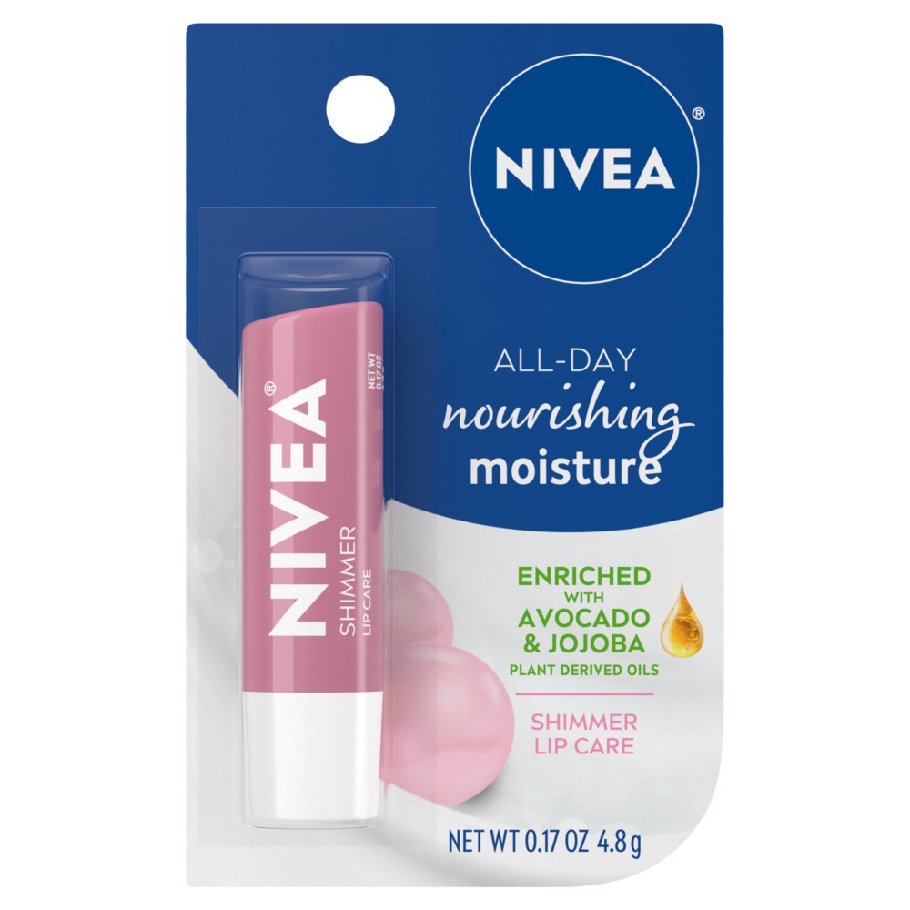 slide 1 of 6, Nivea Shimmer Lip Care, Moisturizing Lip Balm Stick, 0.17 Oz, 0.17 oz