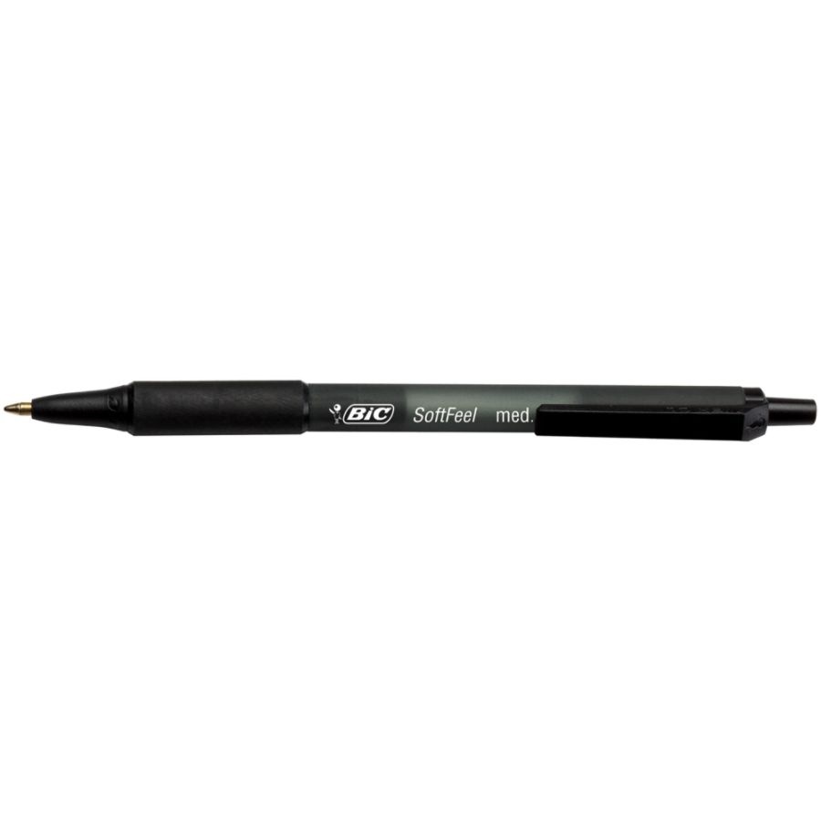 slide 3 of 8, BIC Soft Feel Retractable Ballpoint Pens - Black, 12 ct