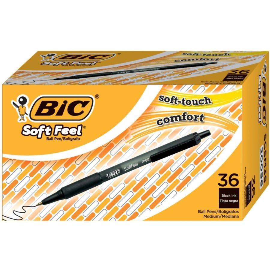 slide 7 of 8, BIC Soft Feel Retractable Ballpoint Pens - Black, 12 ct