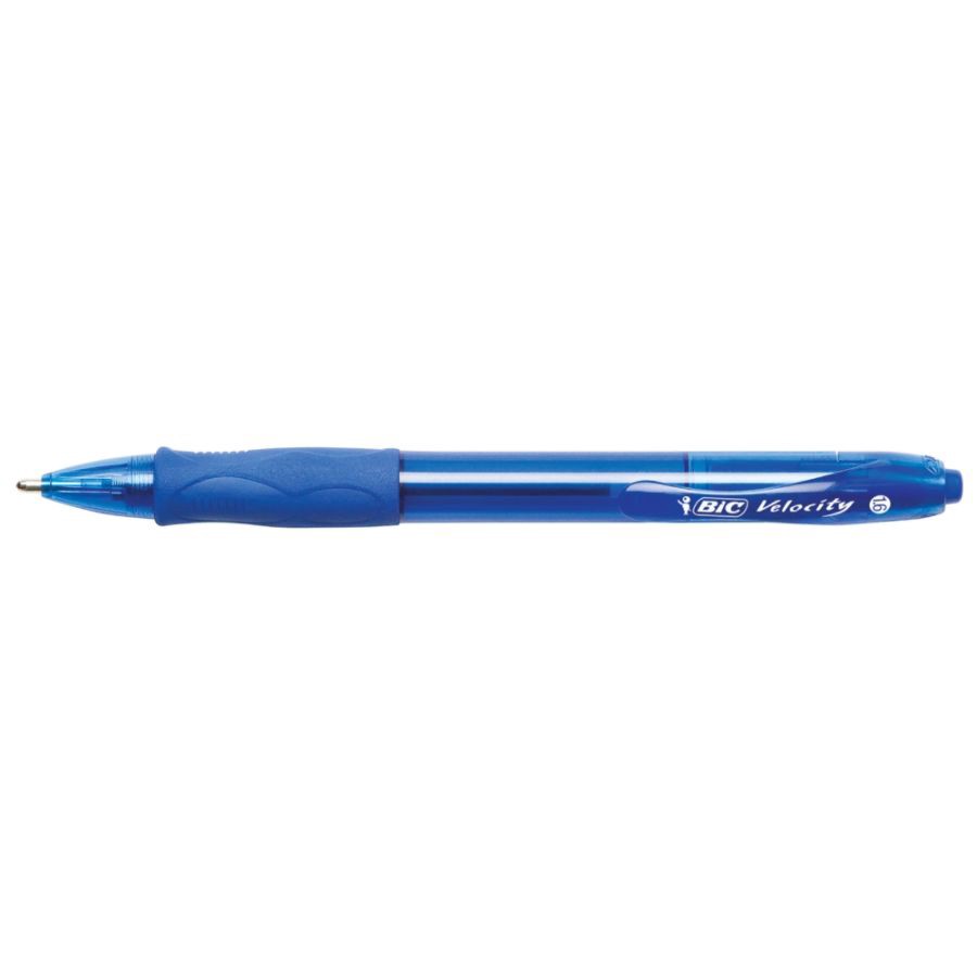 slide 2 of 6, BIC Gel-Ocity Ballpoint Pens, Bold Point, Translucent Barrel, Blue Ink, Pack Of 12 Pens, 12 ct