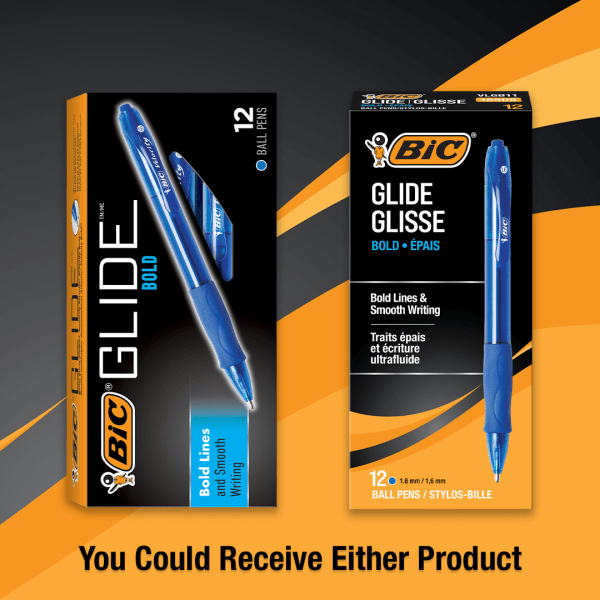 slide 9 of 9, BIC Gel-Ocity Ballpoint Pens, Bold Point, Translucent Barrel, Blue Ink, Pack Of 12 Pens, 12 ct