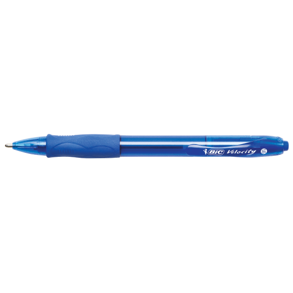 slide 7 of 9, BIC Gel-Ocity Ballpoint Pens, Bold Point, Translucent Barrel, Blue Ink, Pack Of 12 Pens, 12 ct