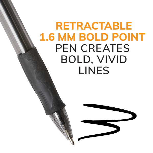 slide 5 of 9, BIC Gel-Ocity Ballpoint Pens, Bold Point, Translucent Barrel, Blue Ink, Pack Of 12 Pens, 12 ct