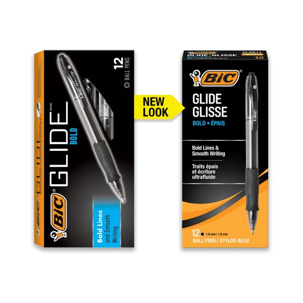 slide 4 of 8, BIC Gel-Ocity Ballpoint Pens, Bold Point, Translucent Barrel, Black Ink, Pack Of 12 Pens, 12 ct