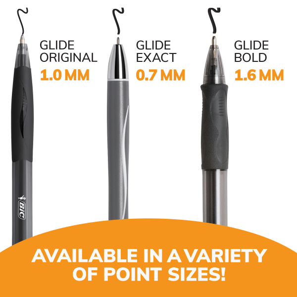 slide 6 of 8, BIC Gel-Ocity Ballpoint Pens, Bold Point, Translucent Barrel, Black Ink, Pack Of 12 Pens, 12 ct