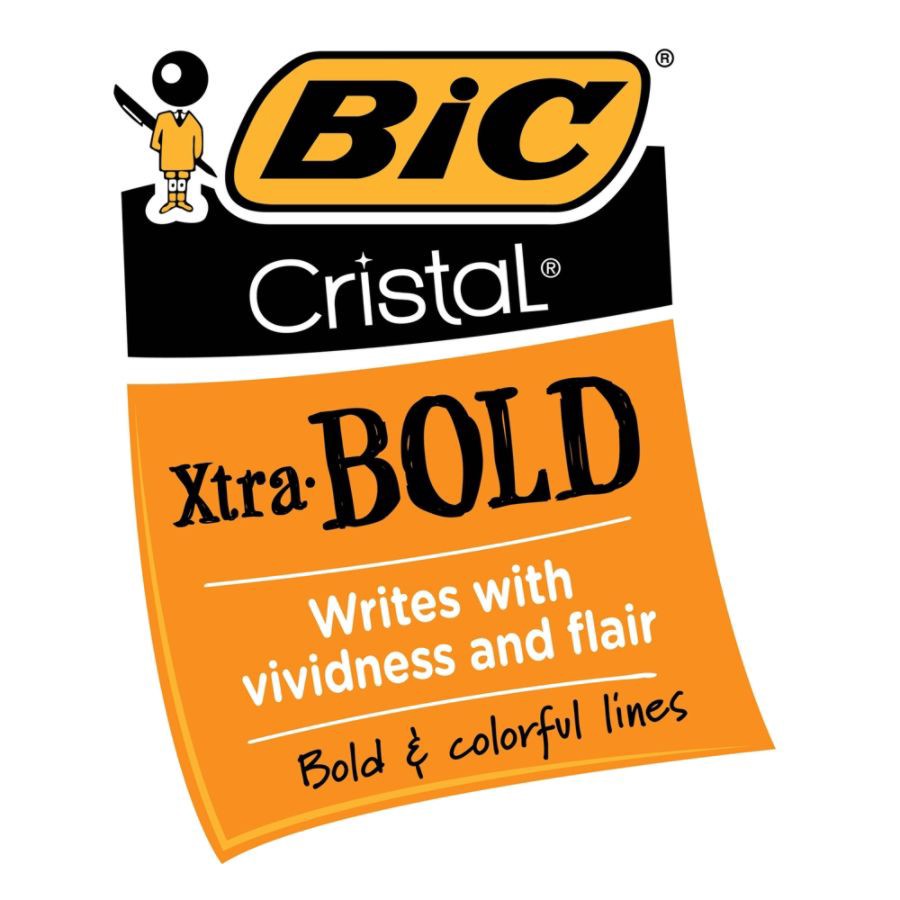 slide 3 of 3, BIC Cristal Ballpoint Pens, Bold Point, 1.6 Mm, Translucent Barrel, Assorted Ink Colors, Pack Of 24 Pens, 24 ct