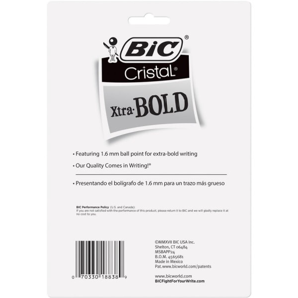 slide 2 of 10, BIC Cristal Ballpoint Pens, Bold Point, 1.6 Mm, Translucent Barrel, Assorted Ink Colors, Pack Of 24 Pens, 24 ct