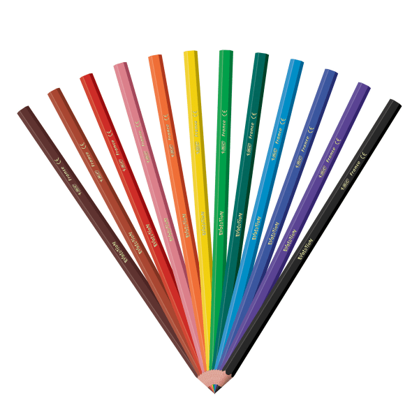 slide 2 of 7, BIC Kids Coloring Pencils, 3.3 Mm, Assorted Colors, Pack Of 12 Pencils, 12 ct