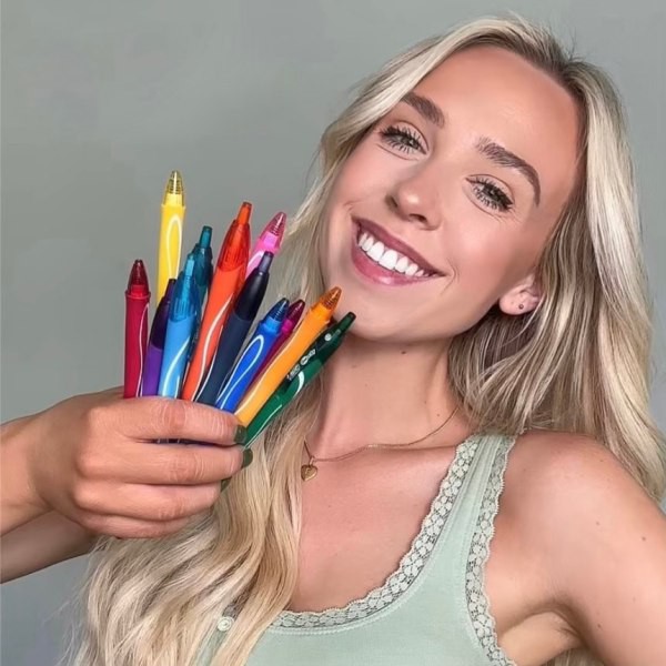 slide 7 of 7, BIC Gelocity Quick-Dry Retractable Gel Pens, Medium Point, 0.7 Mm, Red Barrel, Red Ink, Pack Of 4 Pens, 4 ct