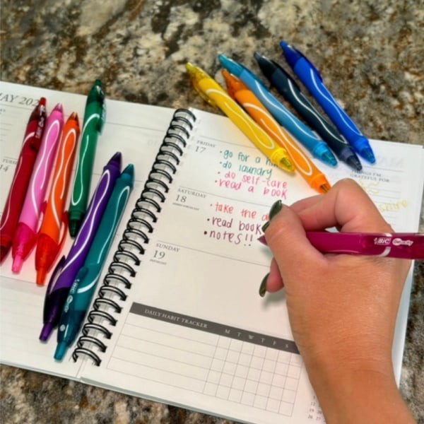 slide 4 of 7, BIC Gelocity Quick-Dry Retractable Gel Pens, Medium Point, 0.7 Mm, Red Barrel, Red Ink, Pack Of 4 Pens, 4 ct