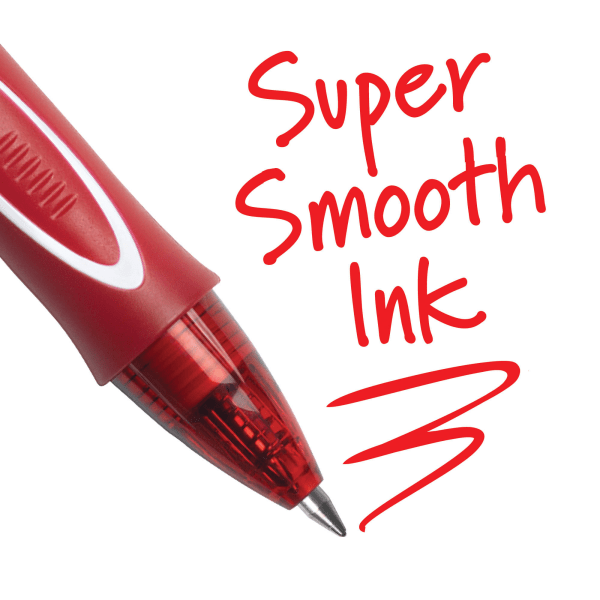 slide 6 of 7, BIC Gelocity Quick-Dry Retractable Gel Pens, Medium Point, 0.7 Mm, Red Barrel, Red Ink, Pack Of 4 Pens, 4 ct