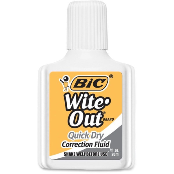slide 3 of 6, BIC Wite-Out Correction Fluid With Foam Applicator, Quick Dry, White, Pack Of 12, 12 ct