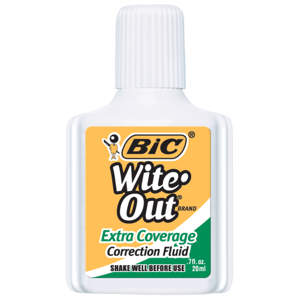 slide 2 of 4, BIC Wite-Out Extra Coverage Correction Fluid, White, Pack Of 2, 2 ct