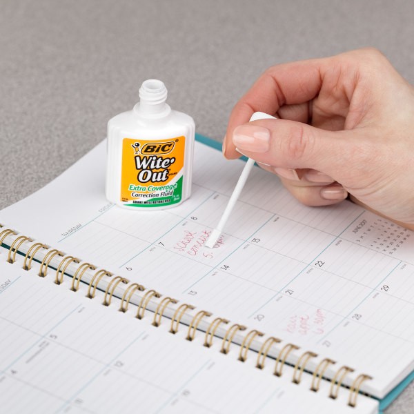 slide 4 of 4, BIC Wite-Out Extra Coverage Correction Fluid, White, Pack Of 2, 2 ct