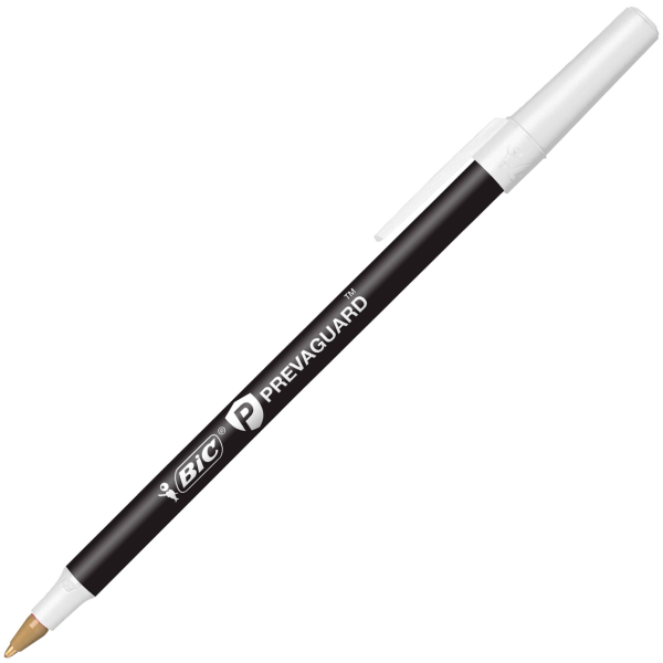 slide 2 of 4, BIC Prevaguard Round Stic Pens, Medium Point, 1.0 Mm, Black Barrel, Black Ink, Pack Of 8 Pens, 8 ct