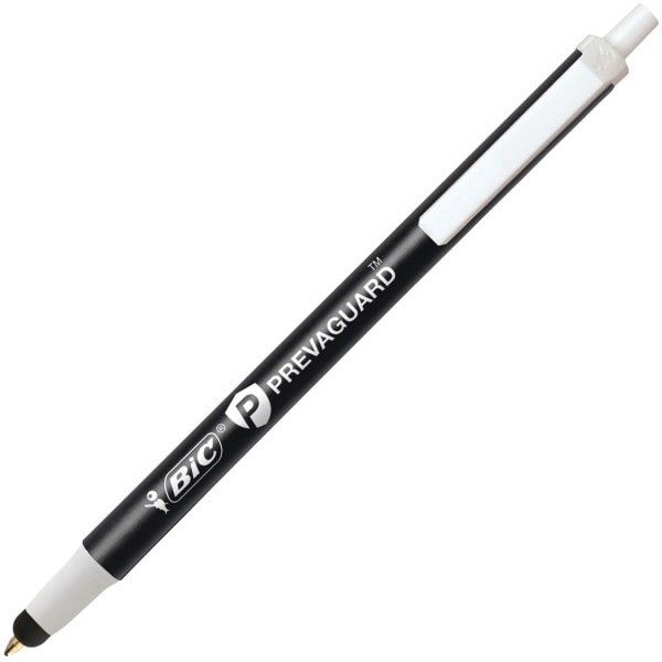 slide 2 of 4, BIC Prevaguard Clic Stic Ballpoint Pens, Medium Point, 1.0mm, Black Barrel, Black Ink, 2 ct
