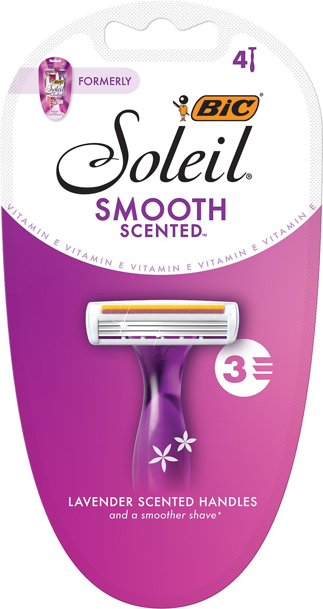 slide 2 of 3, BIC Soleil Smooth Womens Razors With Lavender Scented Handles, 4 ct