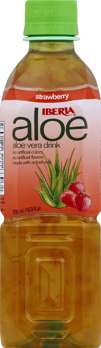 slide 2 of 4, IBERIA aloe Strawberry Aloe Vera Drink - 16.9 fl oz Bottle, 16.9 fl oz