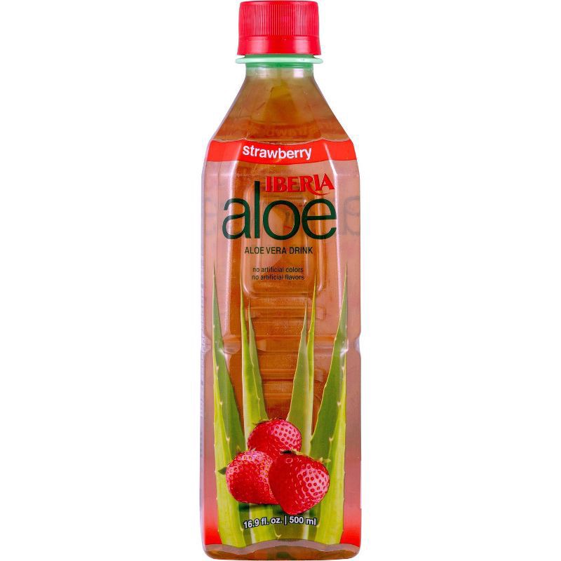 slide 1 of 4, IBERIA aloe Strawberry Aloe Vera Drink - 16.9 fl oz Bottle, 16.9 fl oz