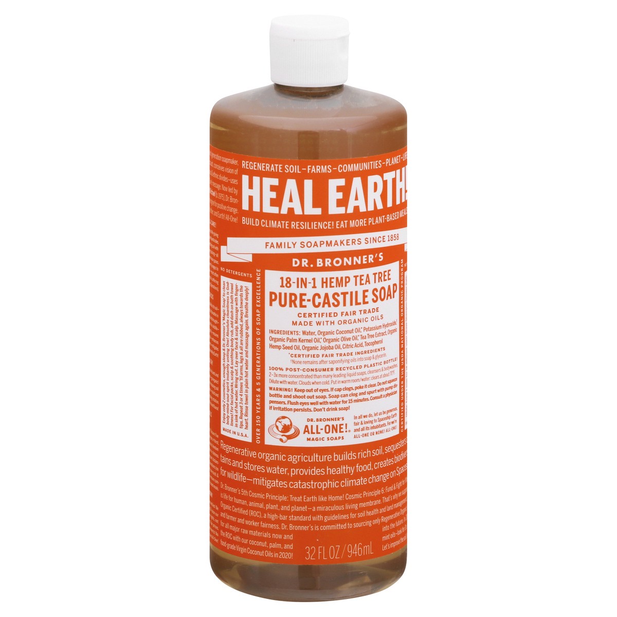 slide 6 of 11, Dr. Bronner's 18-in-1 Hemp Tea Tree Pure-Castile Soap 32 oz, 32 oz