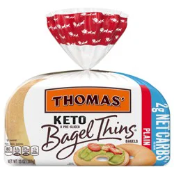Thomas' Keto Plain Pre-sliced Bagel Thins, 8 count, 13 oz