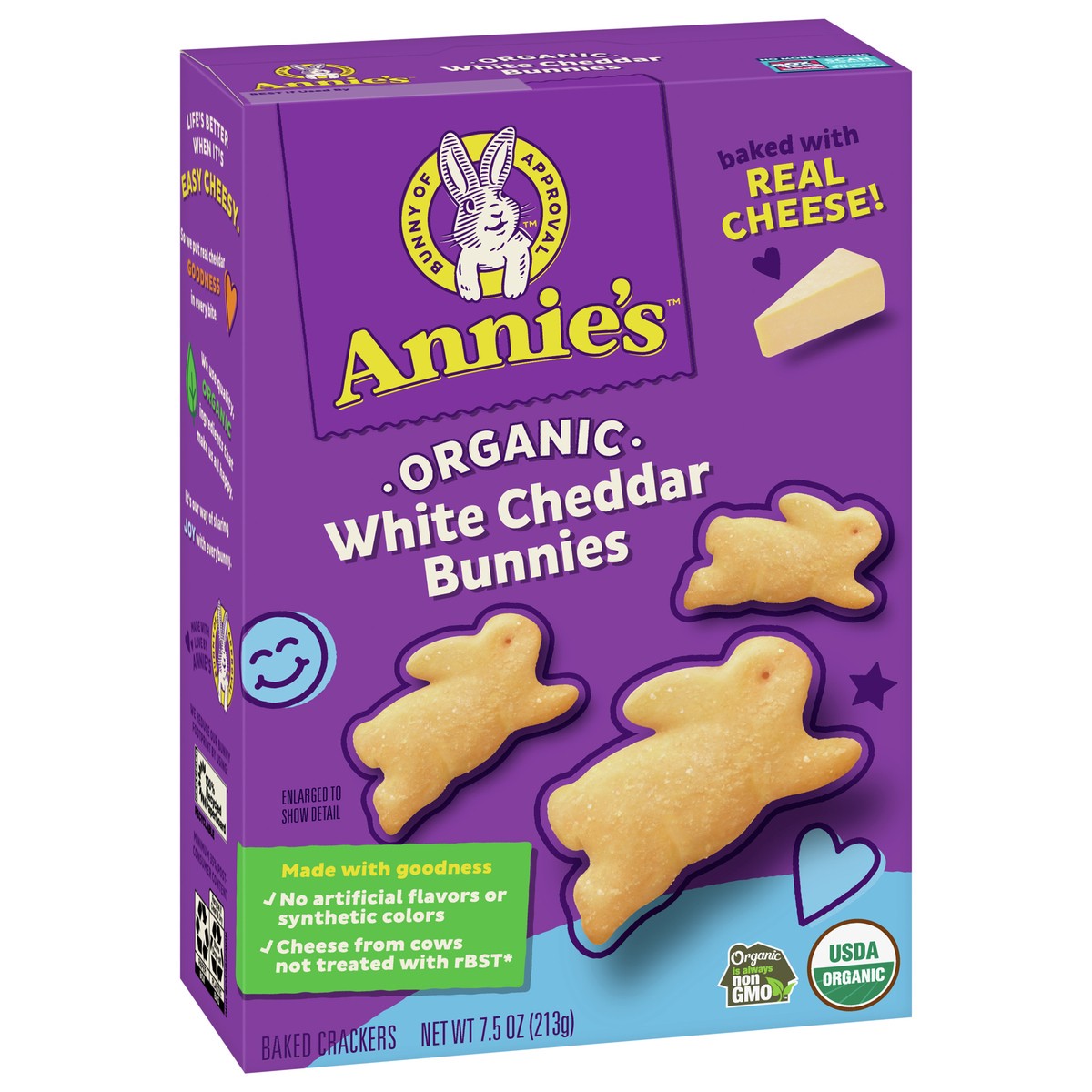 slide 5 of 9, Annie's Organic White Cheddar Bunnies Baked Snack Crackers, 7.5 oz, 7.5 oz