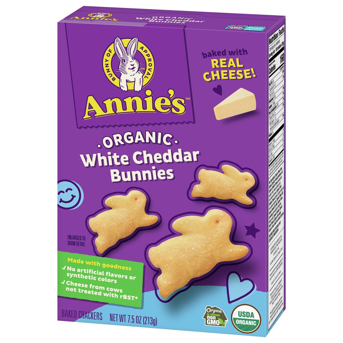 slide 3 of 9, Annie's Organic White Cheddar Bunnies Baked Snack Crackers, 7.5 oz, 7.5 oz