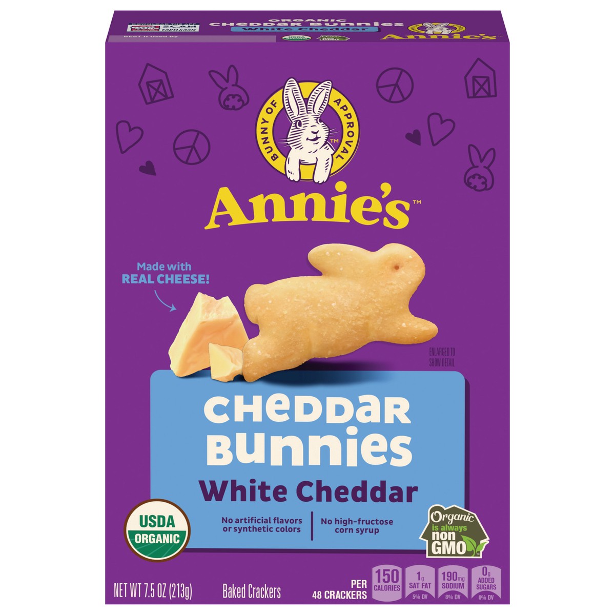 slide 1 of 9, Annie's Organic White Cheddar Bunnies Baked Snack Crackers, 7.5 oz, 7.5 oz