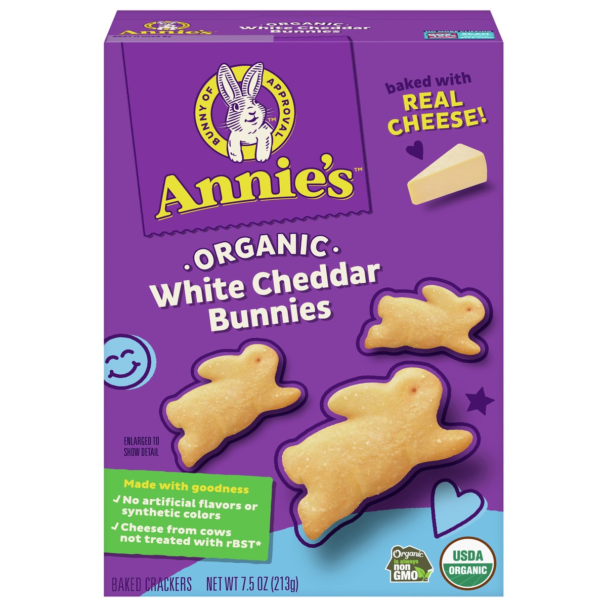 slide 1 of 9, Annie's Organic White Cheddar Bunnies Baked Snack Crackers, 7.5 oz, 7.5 oz