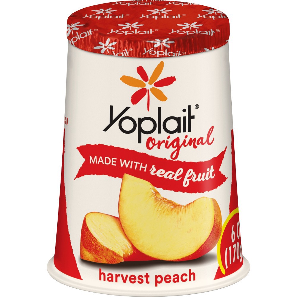 slide 2 of 3, Yoplait Original Low Fat Harvest Peach Yogurt Cup, Made with Real Fruit, 6 oz, 6 oz