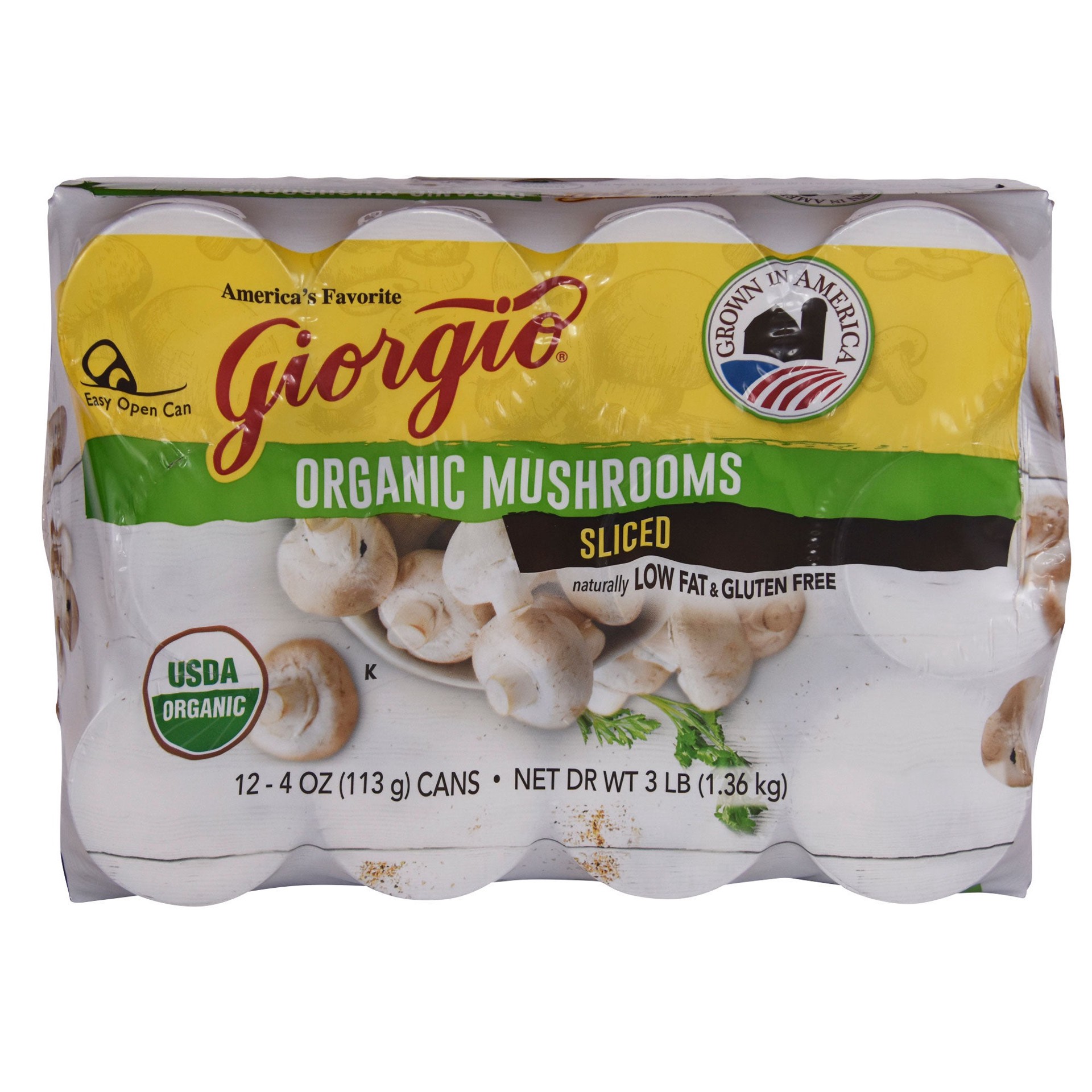 slide 1 of 1, Giorgio Giorgia Organic Mushrooms Sliced, 4 oz, 12 count, 