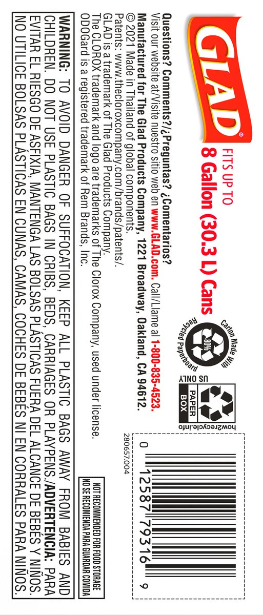 slide 6 of 7, Glad Medium Drawstring Trash Bags with Clorox, 8 Gallon Grey Trash Bags, Lemon Fresh Bleach Scent, 26 Count, 26 ct