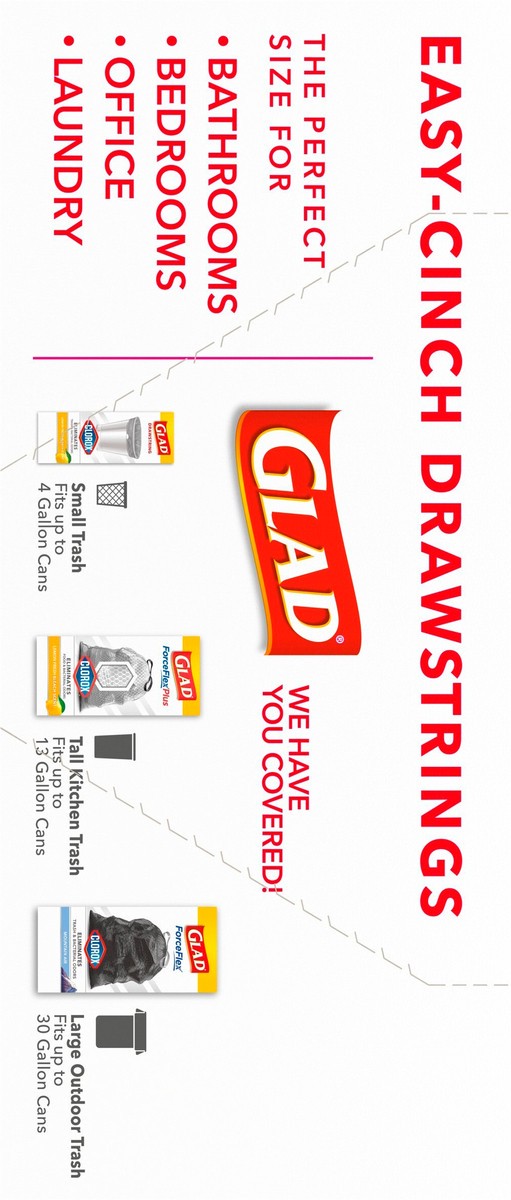 slide 2 of 7, Glad Medium Drawstring Trash Bags with Clorox, 8 Gallon Grey Trash Bags, Lemon Fresh Bleach Scent, 26 Count, 26 ct