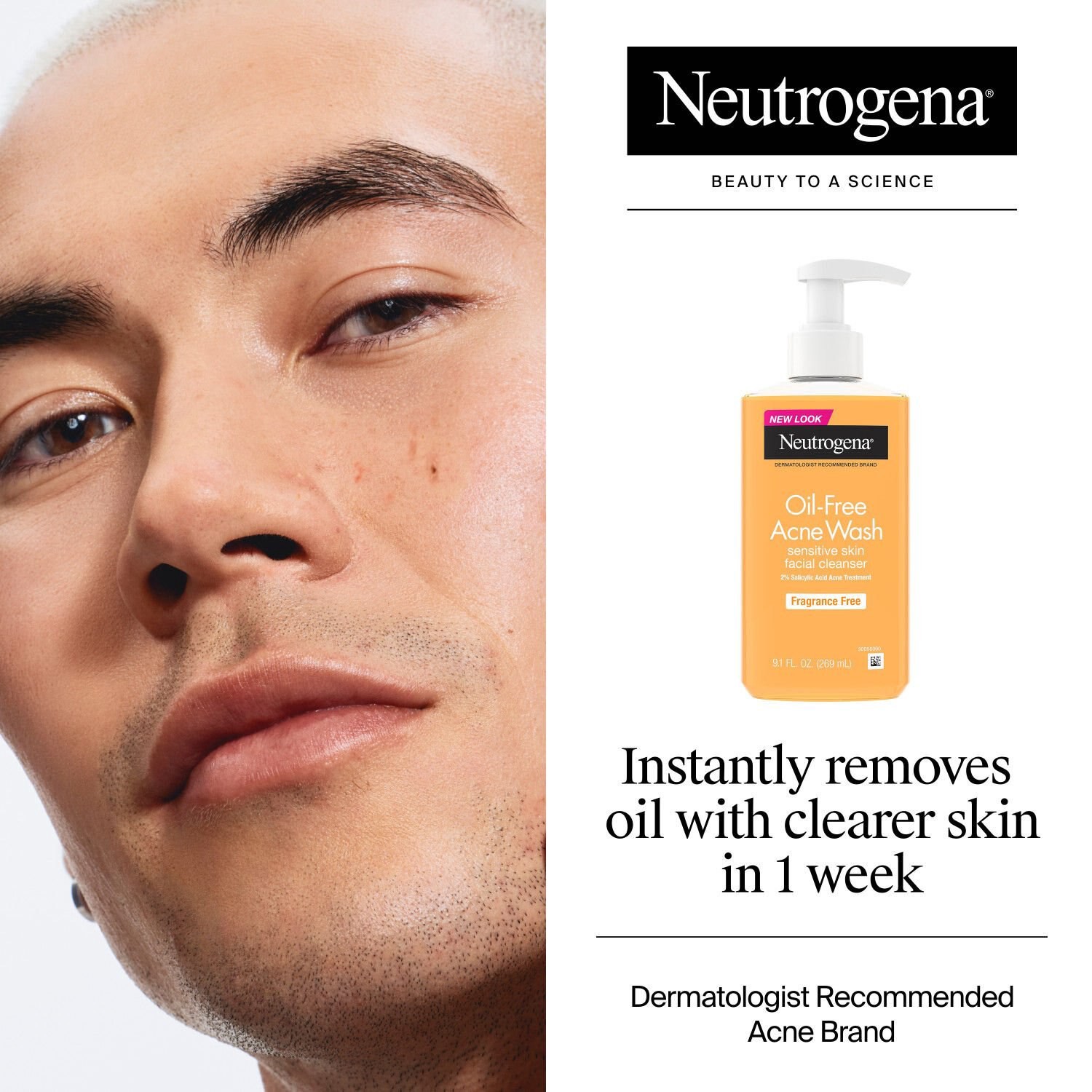 slide 5 of 7, Neutrogena Oil Free Acne Wash, Fragrance Free 9.1Oz, 9.1 oz
