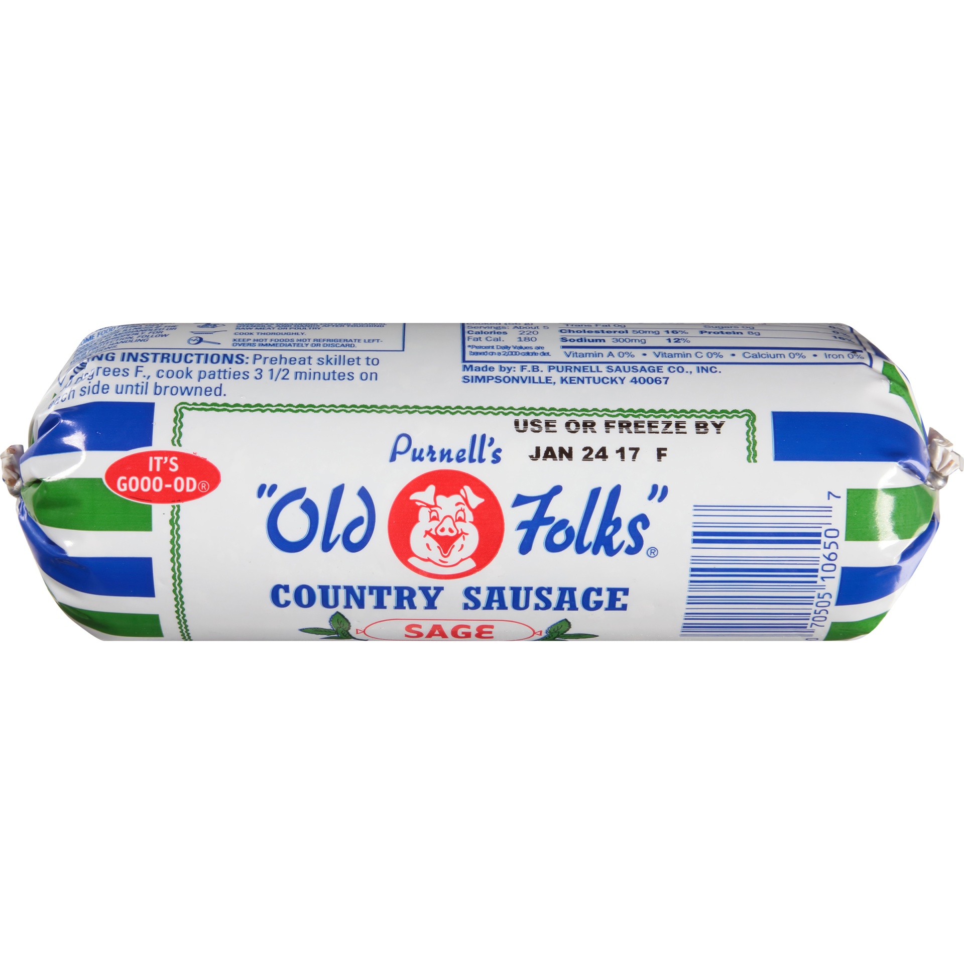 slide 3 of 6, Purnell's "Old Folks" Country Sausage Sage Roll, 16 oz, 16 oz