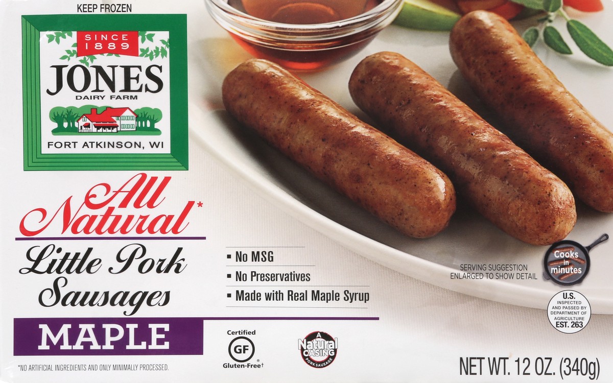 slide 7 of 13, Jones Dairy Farm Jones All Natural Little Pork Maple Sausage Links, 12 oz