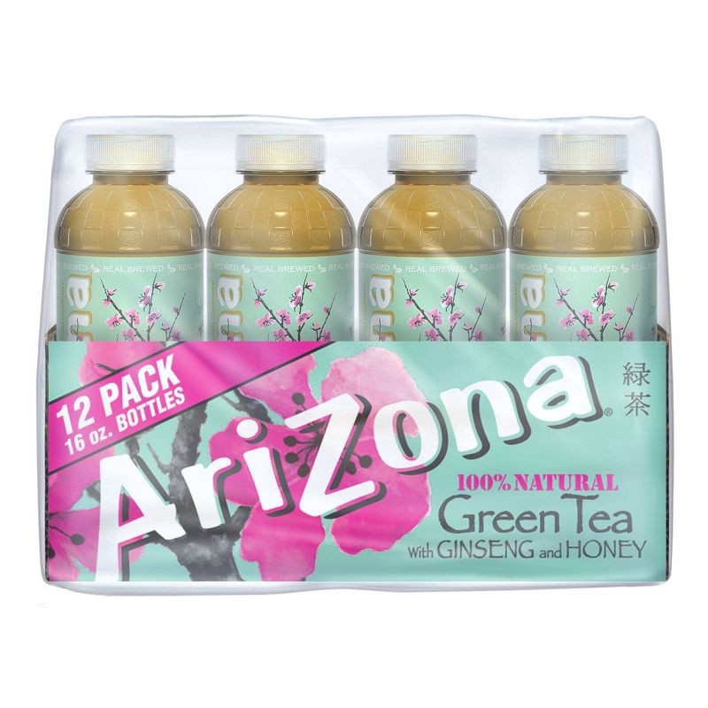 slide 1 of 1, AriZona 100% Natural Green Tea With Ginseng & Honey, 12 ct; 16 fl oz