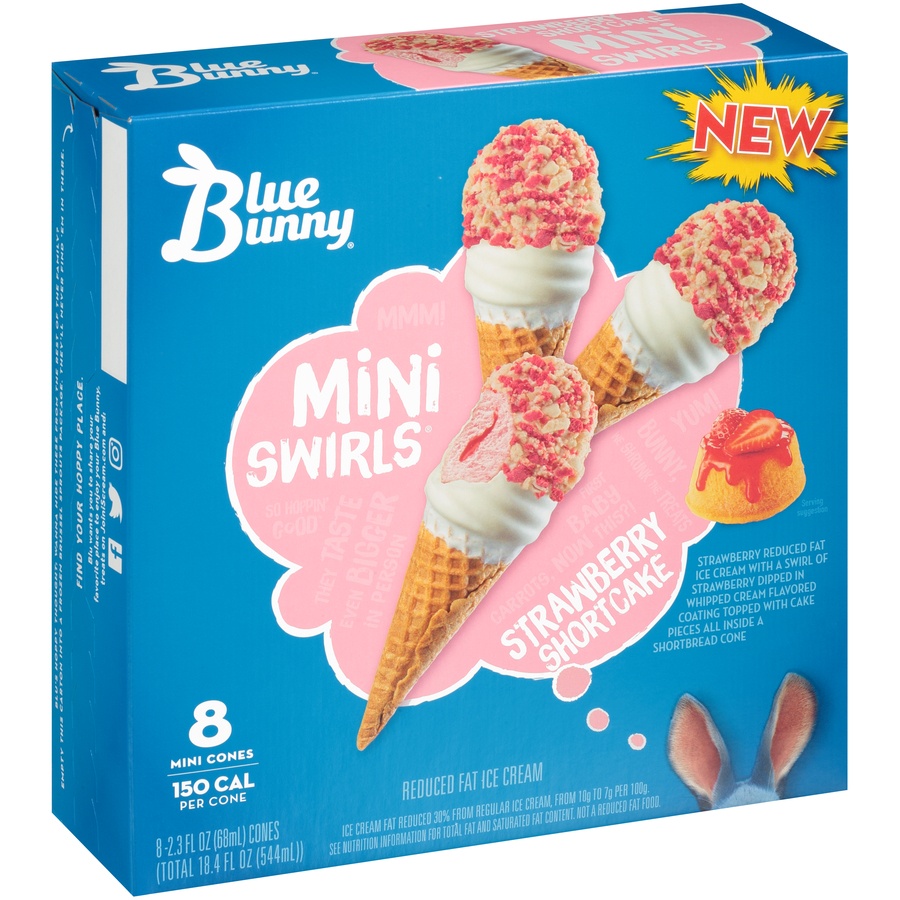 slide 2 of 8, Blue Bunny Frozen Strawberry Shortcake Mini Swirls - 18.4oz/8ct, 18.4 fl oz