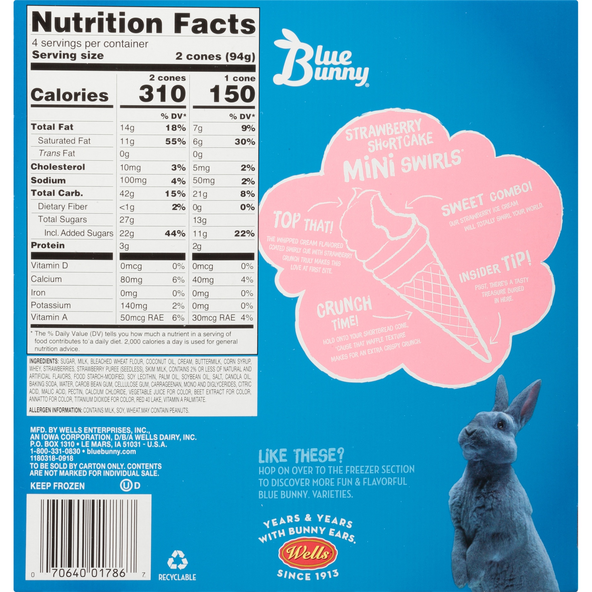 slide 6 of 8, Blue Bunny Frozen Strawberry Shortcake Mini Swirls - 18.4oz/8ct, 18.4 fl oz