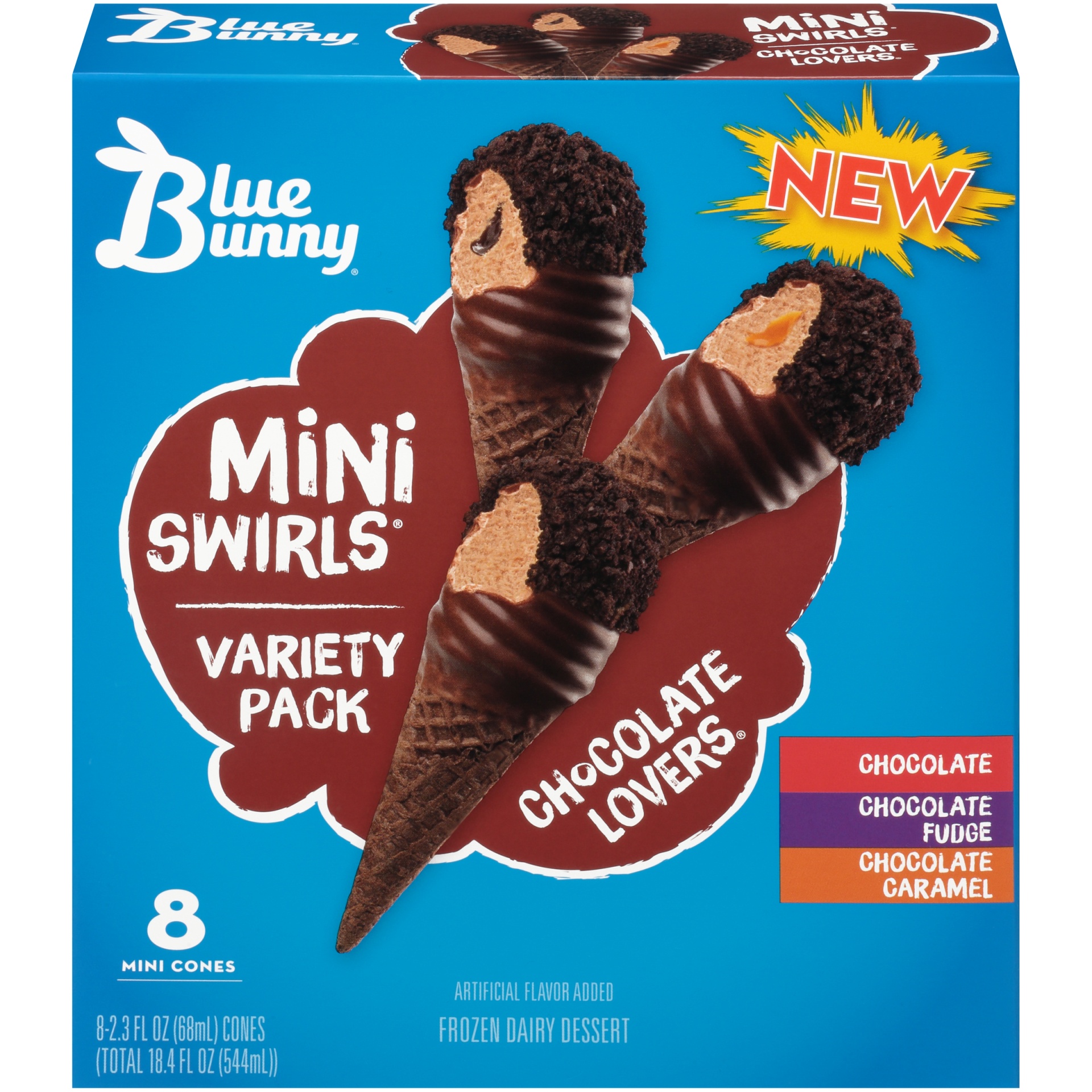 slide 2 of 6, Blue Bunny Chocolate Lovers Cones, 2.3 fl oz