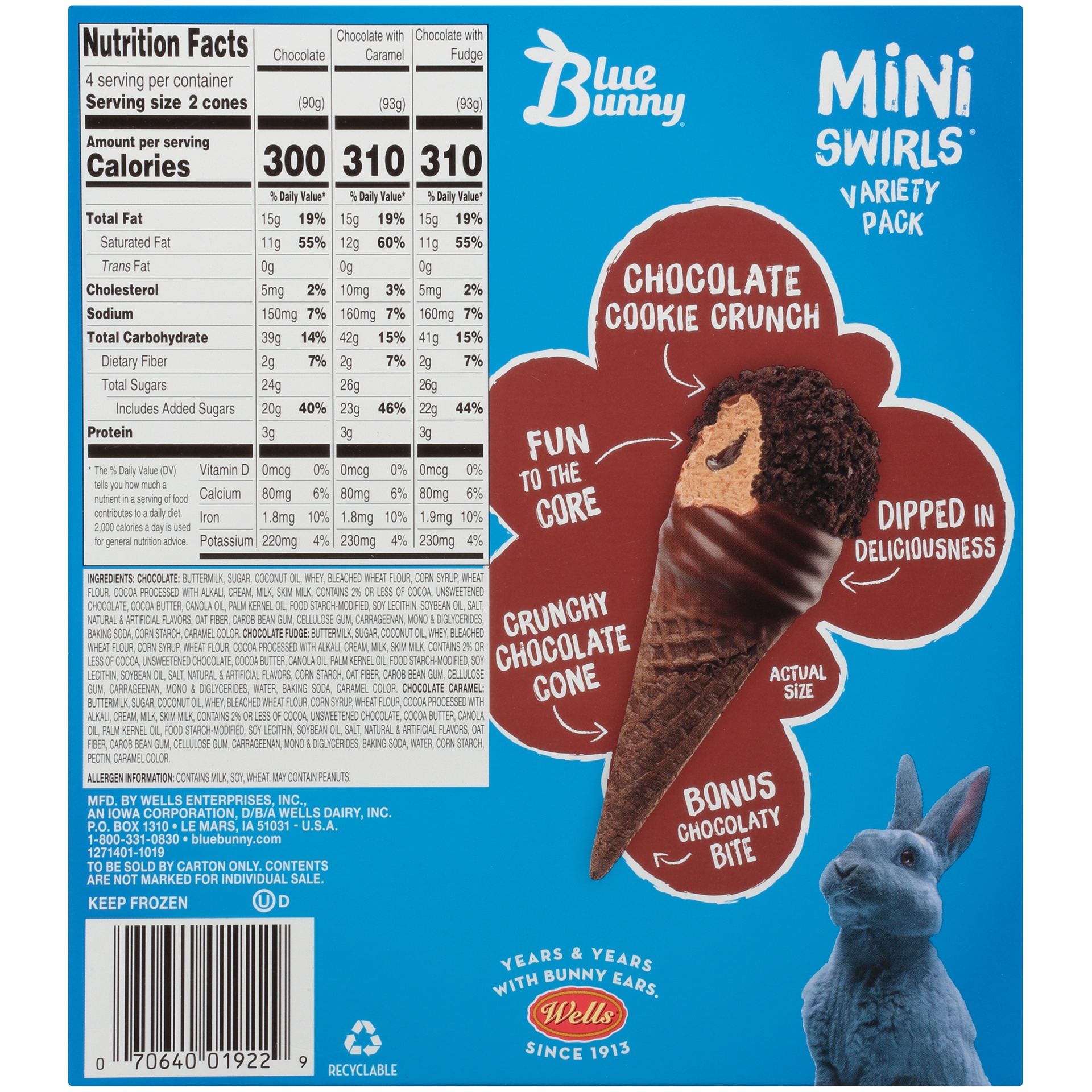 slide 3 of 6, Blue Bunny Chocolate Lovers Cones, 2.3 fl oz