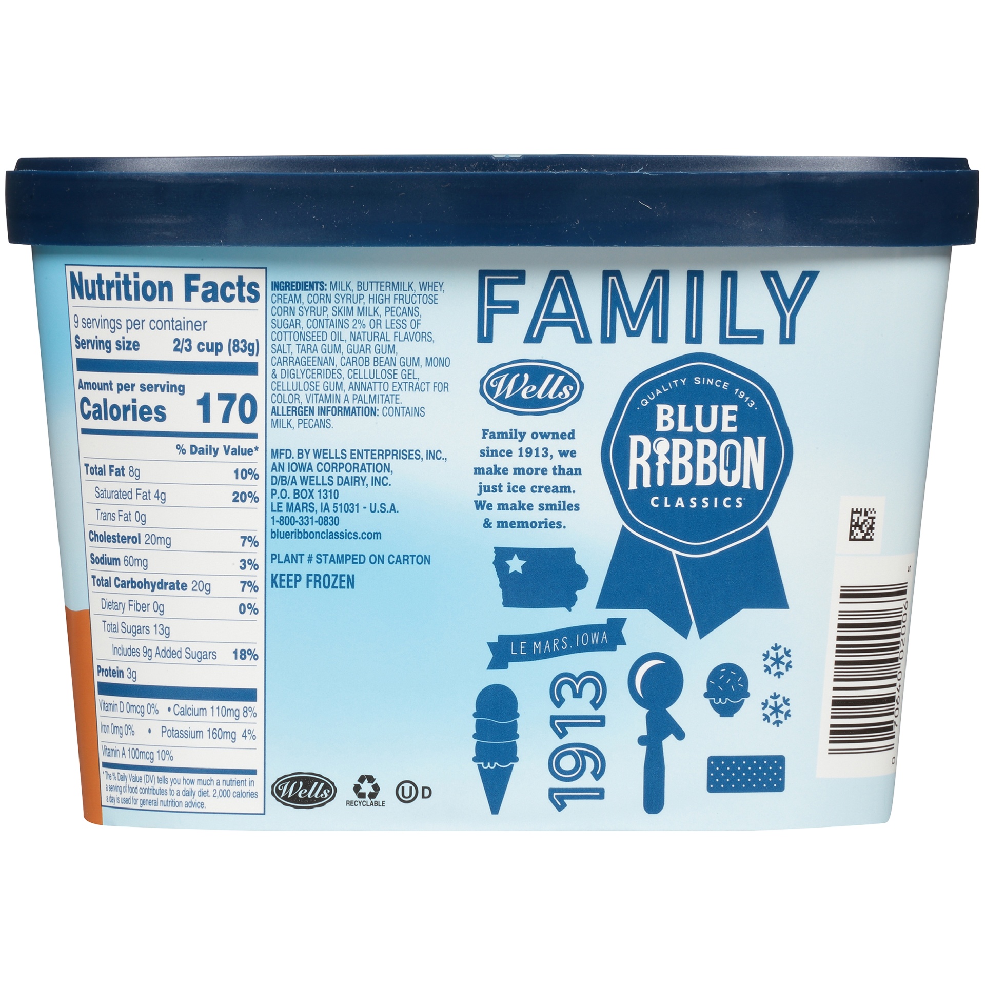 slide 4 of 7, Blue Ribbon Classics Butter Pecan Frozen Dessert, 48 fl oz, 48 oz